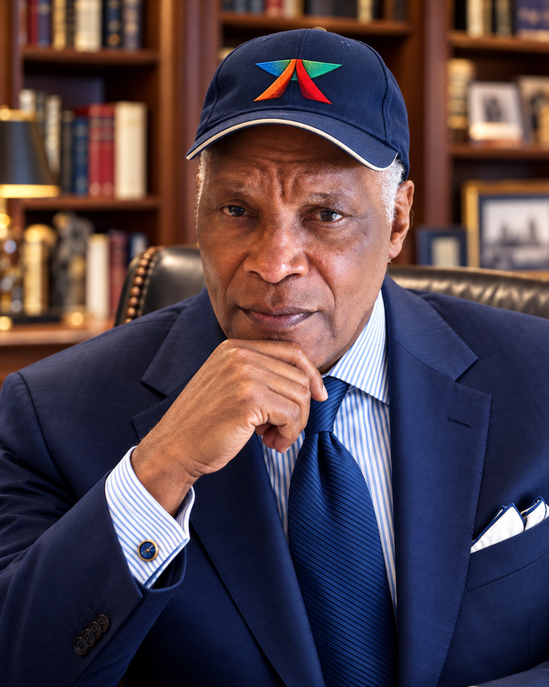 Editorial portrait of Paul E. Jones, Ed.D., founder and program director of Apex Leadership Development Academy, in an executive library
